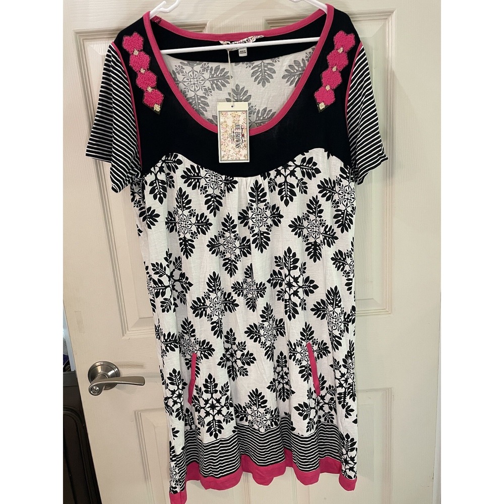 NWT Joe Browns Women's Size 16 Tunic Dress Pink‎ And Black